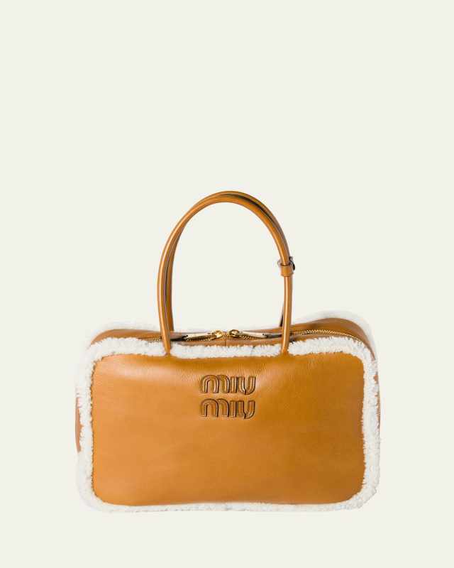 Beau Large Lamb Shearling Top-Handle Bag